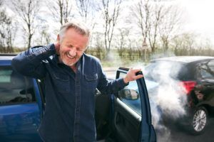 Whiplash injured from car collision.